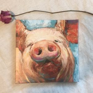 Adorable Pig canvas picture. 8.5” x 8.5”